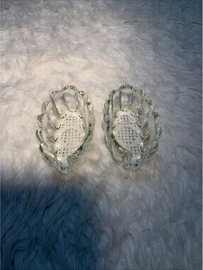 2 Princess House Crystal Flatware Buffet Caddies Spoon Fork  Holders Vintage